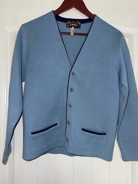 Vintage Adom of London Light Blue Knit Button Up Cardigan Sweater